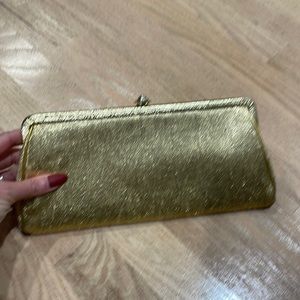 Vintage gold lame frame handbag